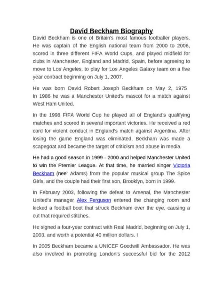 David Beckham Bio (Wiki) 