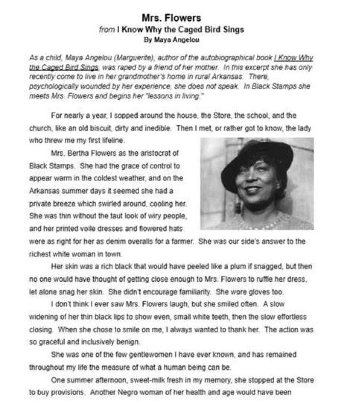 How did Mrs Flowers help Maya Angelou?