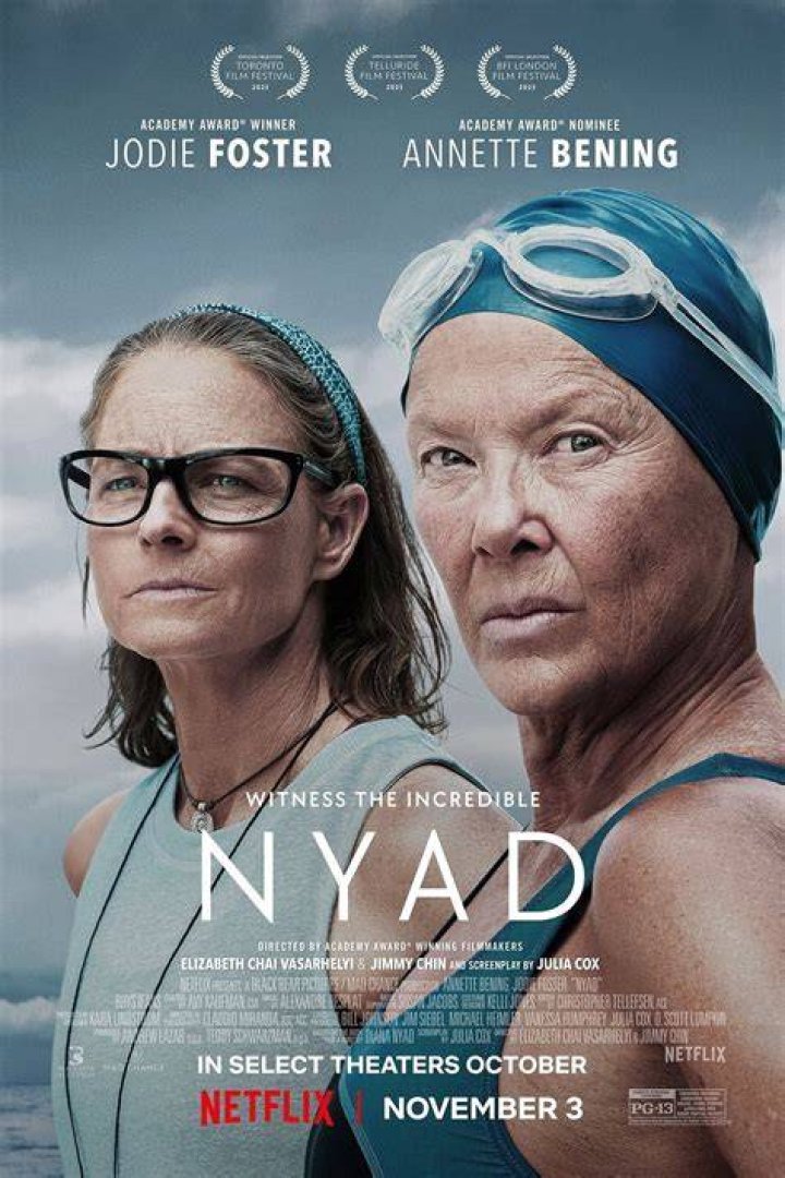 NYAD. (L-R) Annette Bening as Diana Nyad and Jodie Foster as Bonnie Stoll in NYAD. Cr. Kimberley French/Netflix ©2023 NYAD. (L-R) Annette Bening as Diana Nyad and Jodie Foster as Bonnie Stoll in NYAD. Cr. Kimberley French/Netflix ©2023